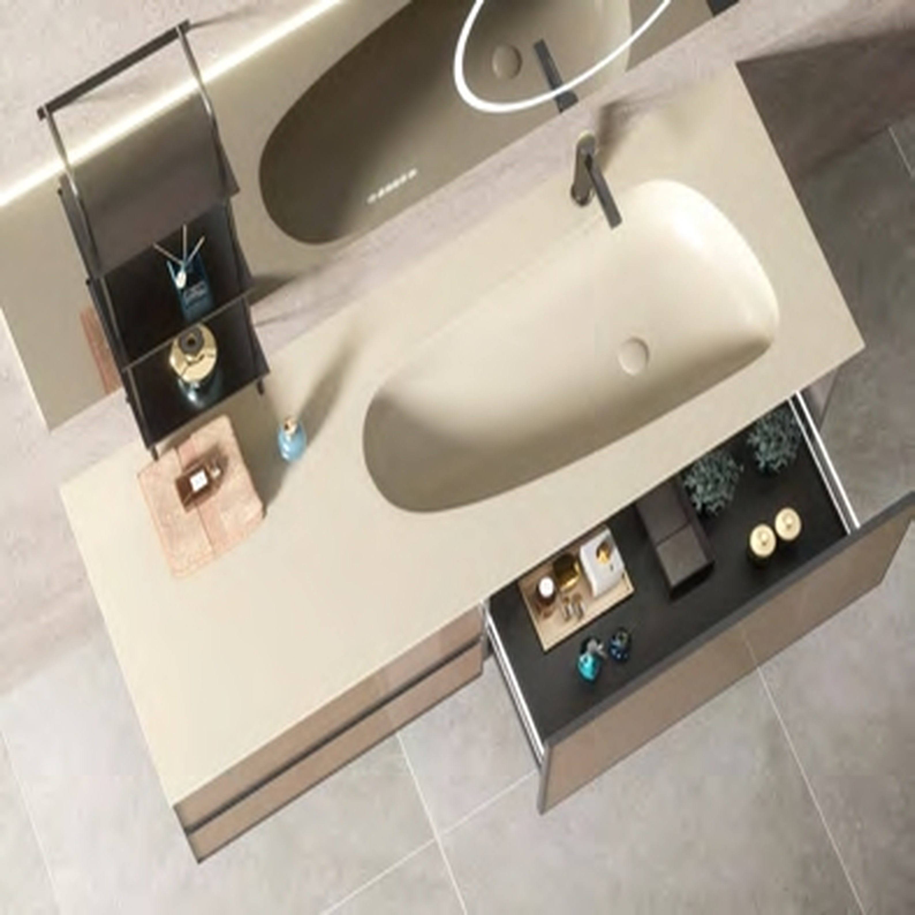 Bathroom Cabinet - MARS Series - Milk Coffee Colored Set image 2