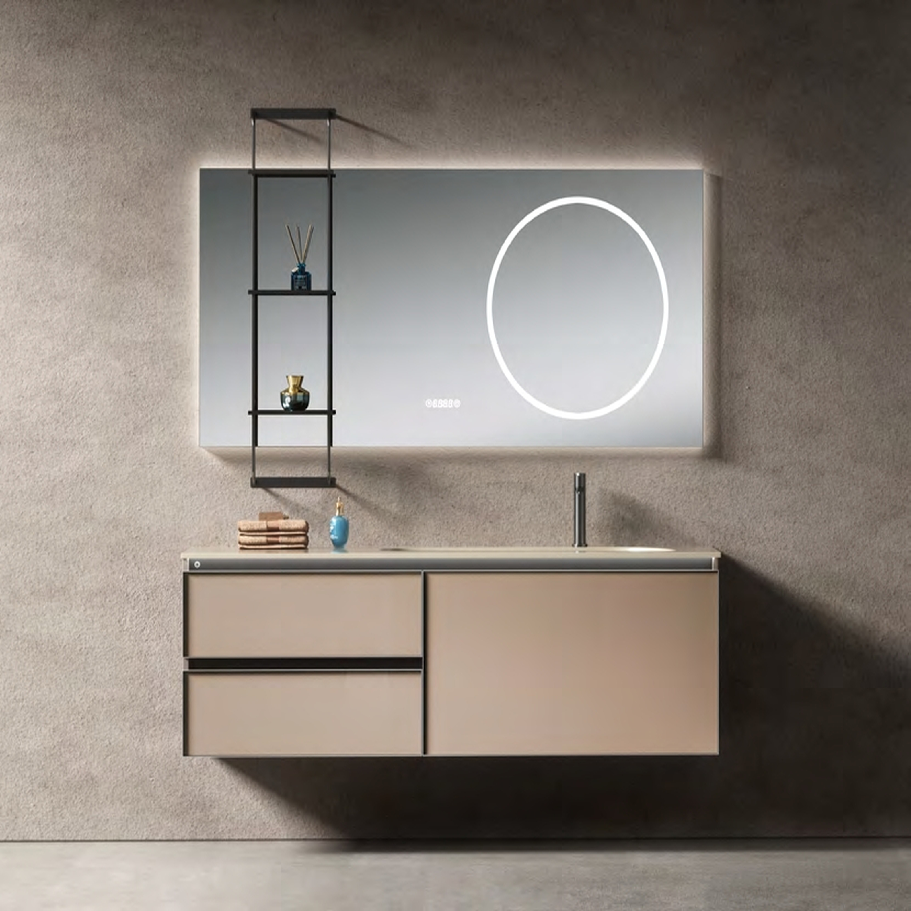 Bathroom Cabinet - MARS Series - Milk Coffee Colored Set