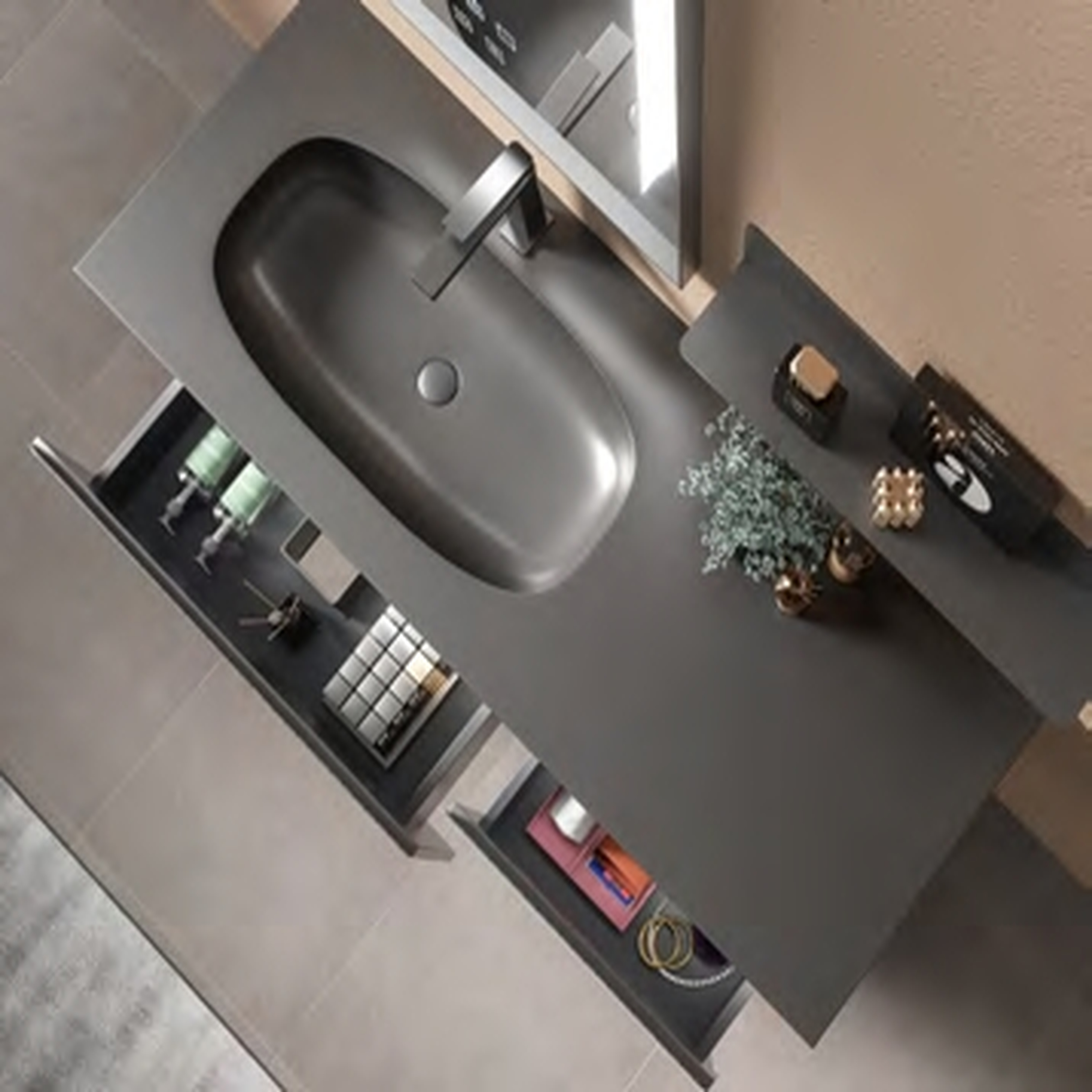 Bathroom Cabinet - MARS Series Stainless Steel Dark Grey image 2