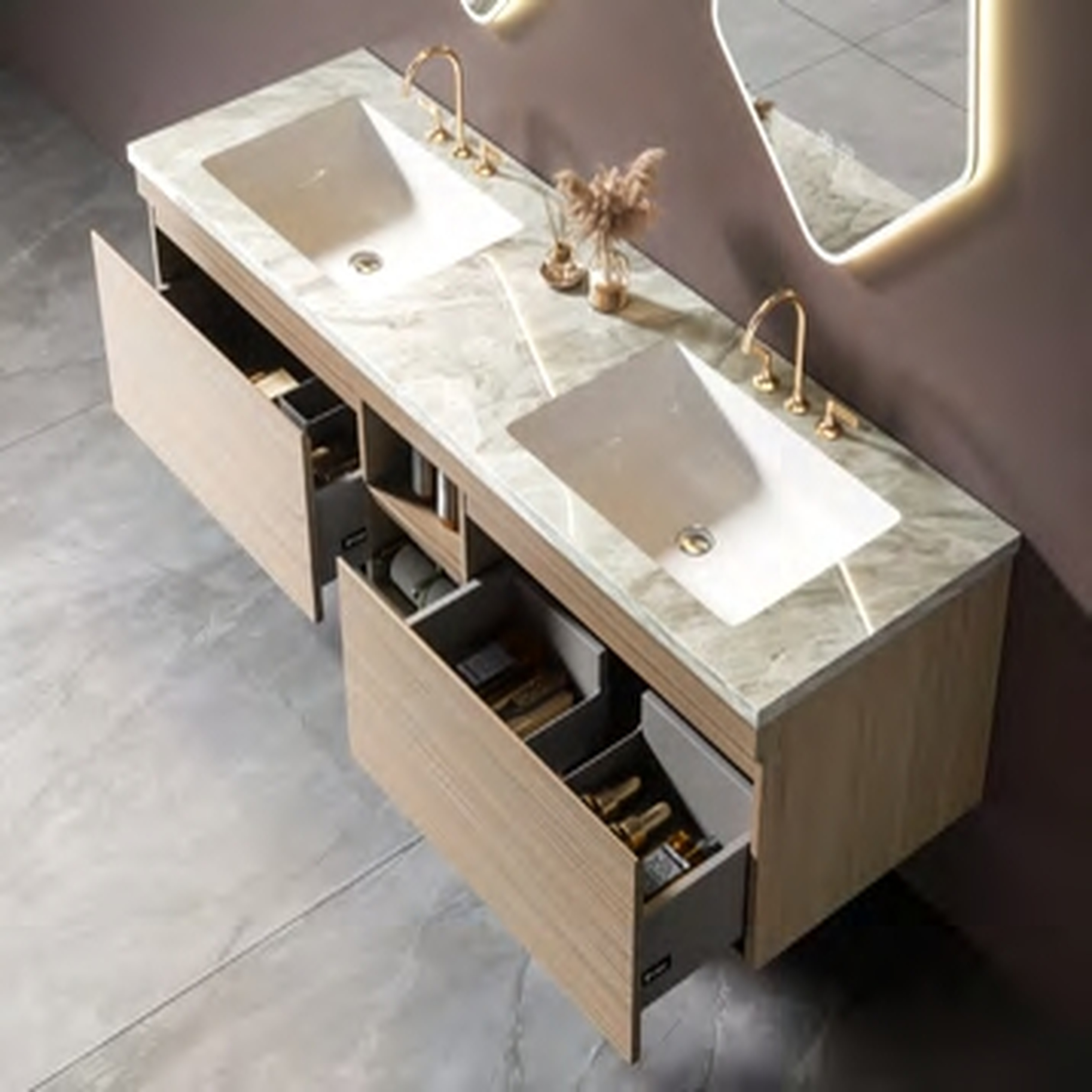 Bathroom Cabinet - MARS Series with Round Mirror image 2