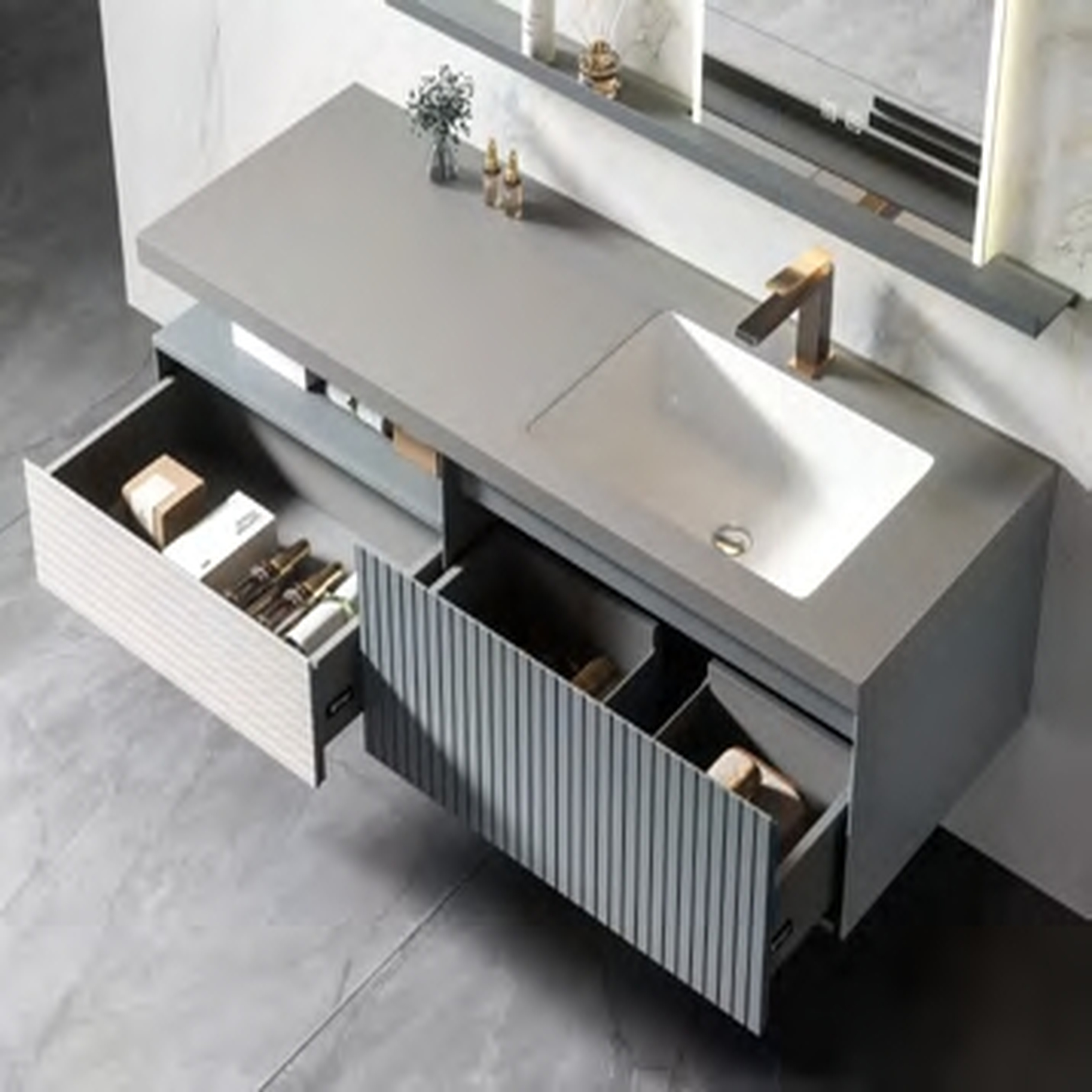 Bathroom Cabinet - MARS Series - Blue-grey & Meridian grey Color image 2
